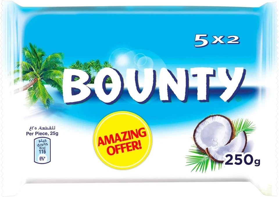 Bounty Chocolate 5×2 Pack, 250g