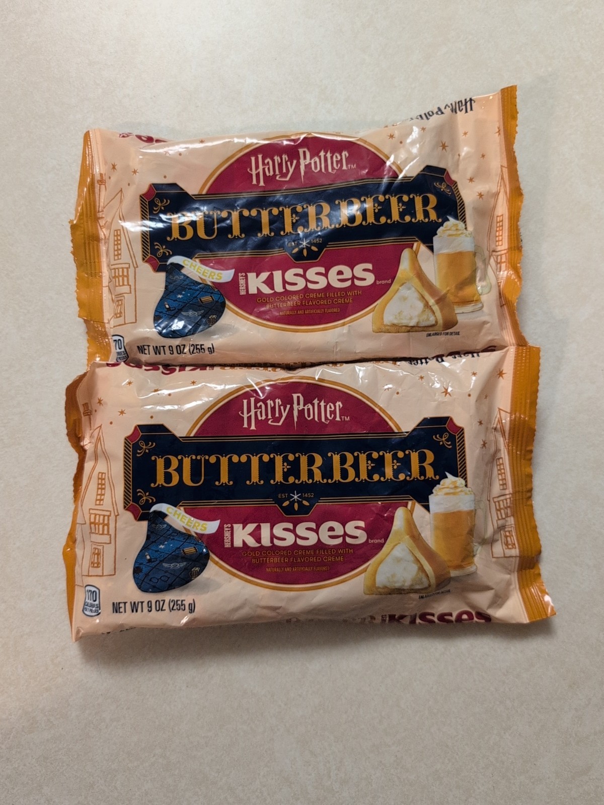 Hersheys Harry Potter Limited Edition Butter Beer Kisses 9oz Bags, 2 Bags