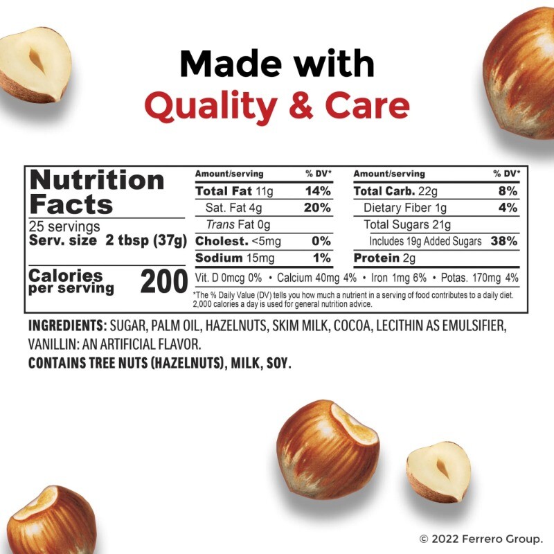 Nutella Hazelnut Spread with Cocoa for Breakfast, 33.5 oz Jar