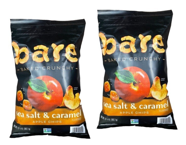 2-PACK bare Baked Crunchy sea salt & caramel Apple Chips 13.5 oz each bag