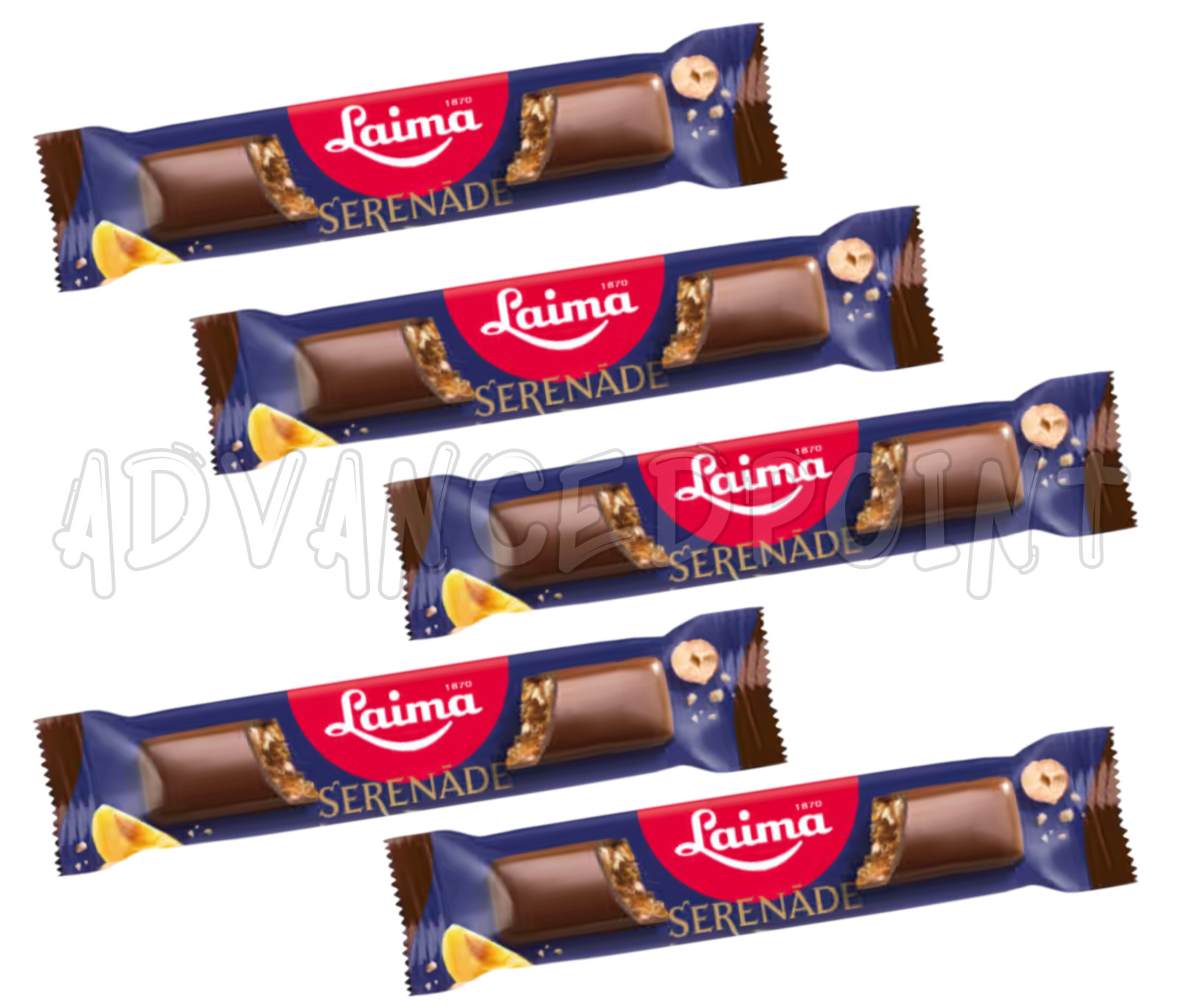 Laima Serenade Chocolate Bars 40g x5 (200g / 7.05oz) Latvian Hazelnut Apricot