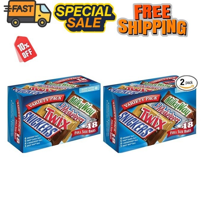 SNICKERS, TWIX, MILKY WAY & 3 MUSKETEERS Individually Wrapped Variety Packet Ful