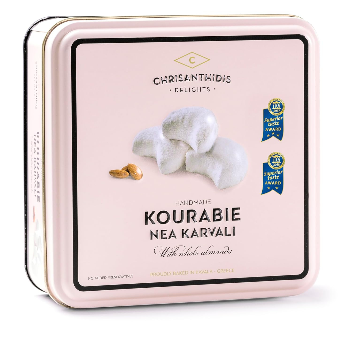 Greek Handmade Kourabie Cookies with Whole Almonds 450g / 15.8oz Traditional