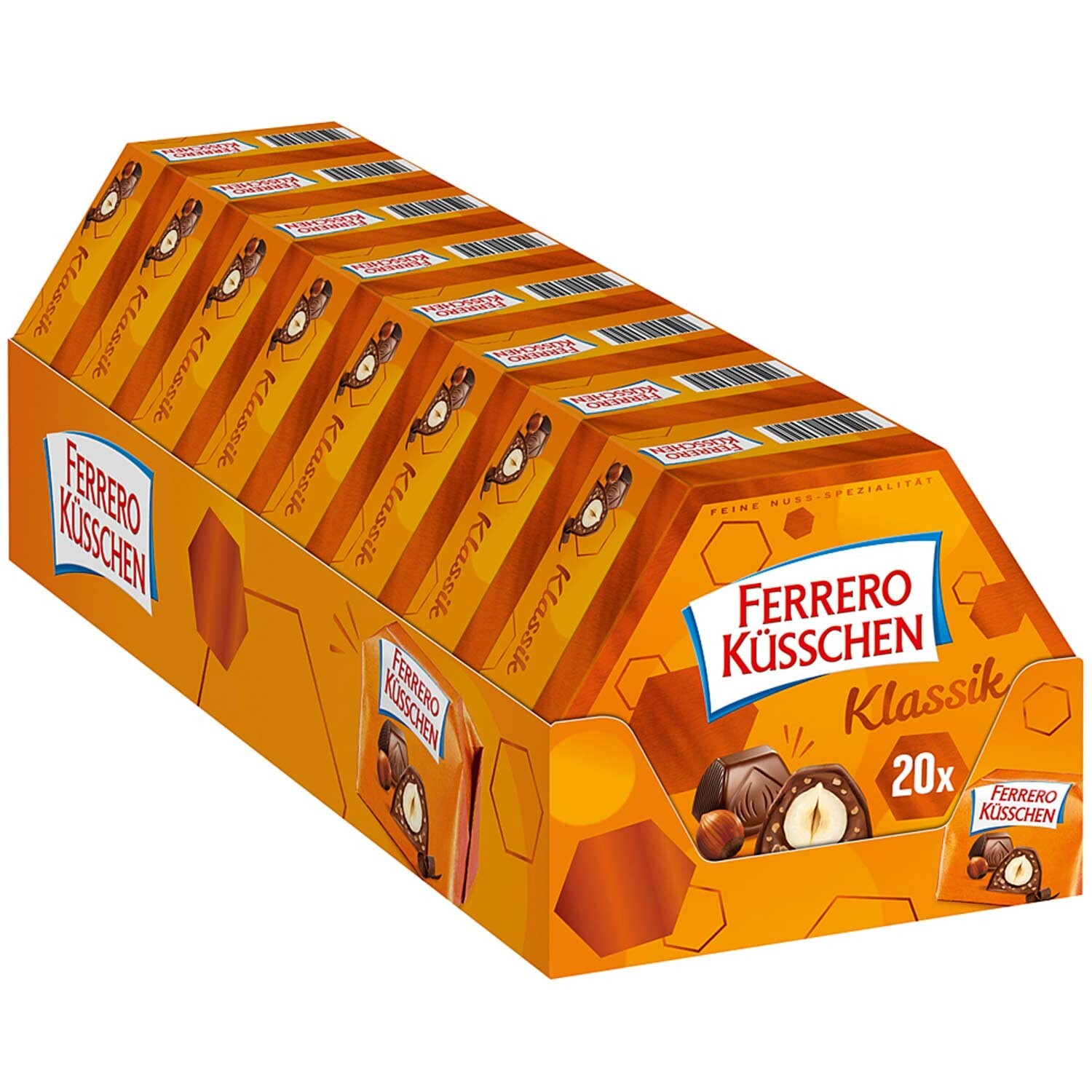 8 Boxes Ferrero Küsschen Hazelnut Pralines with milk and dark chocolate New