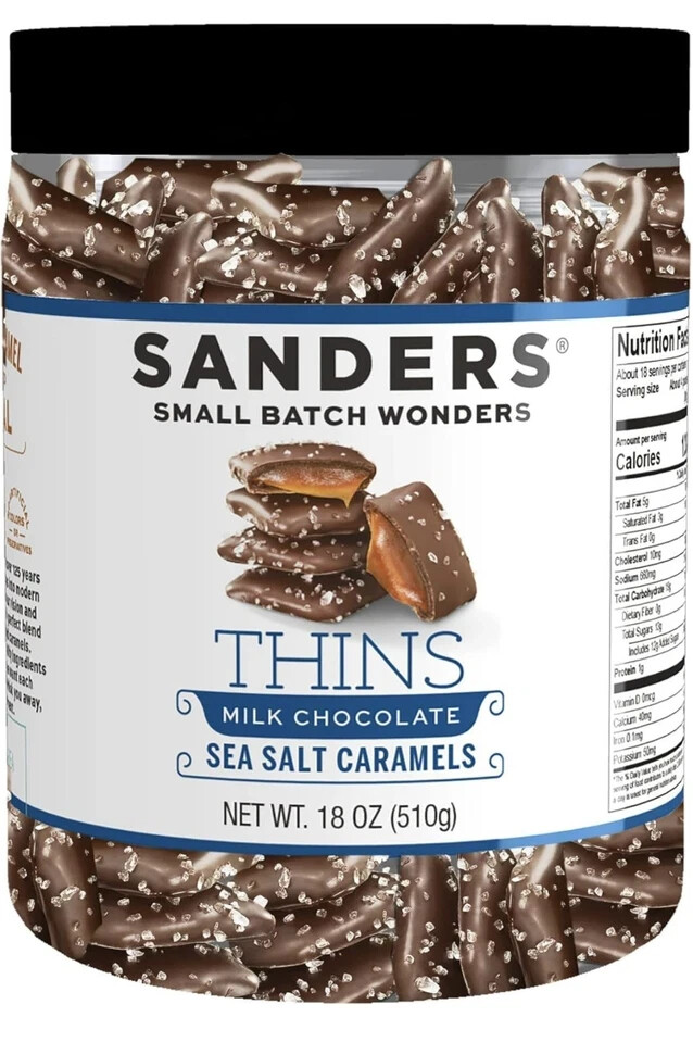 Sanders Thins Milk Chocolate Sea Salt Caramels 18 oz. BB 7/25