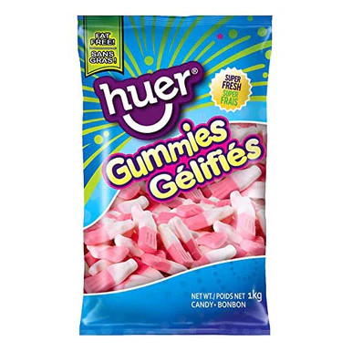HUER Strawberry Frosty Bottles Candy, 1kg/2.2lb