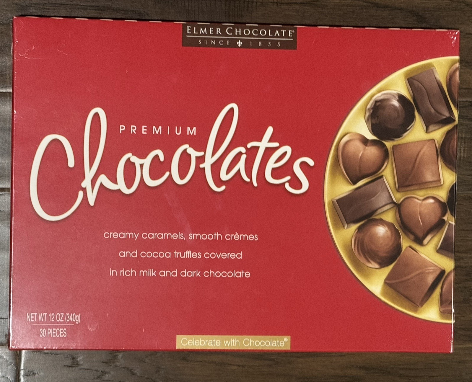 Elmer’s Premium Chocolates 12 oz – 5 Flavors – Dark & Milk Chocolate – BB 05/27