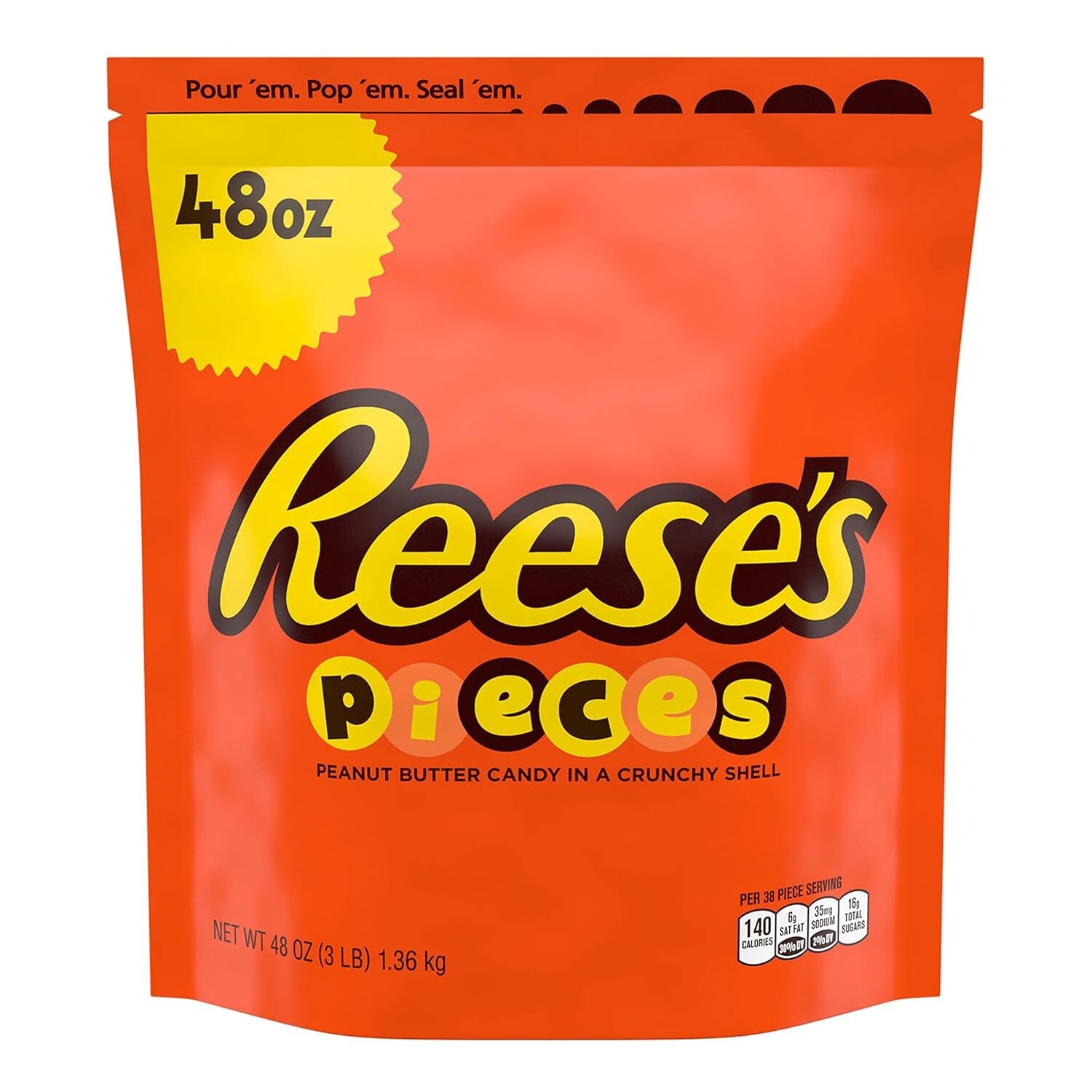 Delicious 48 oz Bulk Bag of Crunchy Shell Peanut Butter PIECES for All Occasions