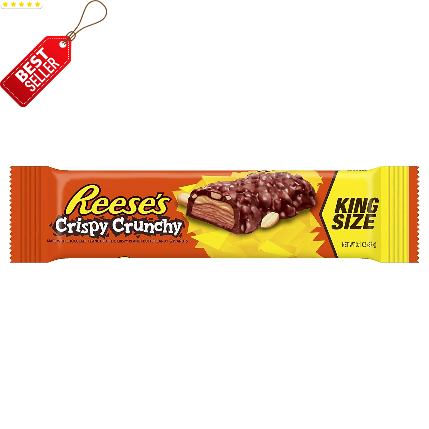 Reese’s Peanut Butter Candy Bar Crispy Crunchy King Size Pack of 18 – US