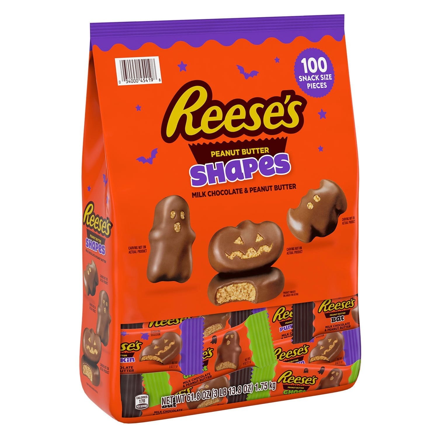 Reese’s PEANUT BUTTER SHAPES 100 Pieces 61.8 OZ ~ Pumpkins, Ghosts & Bats!🎃👻🦇