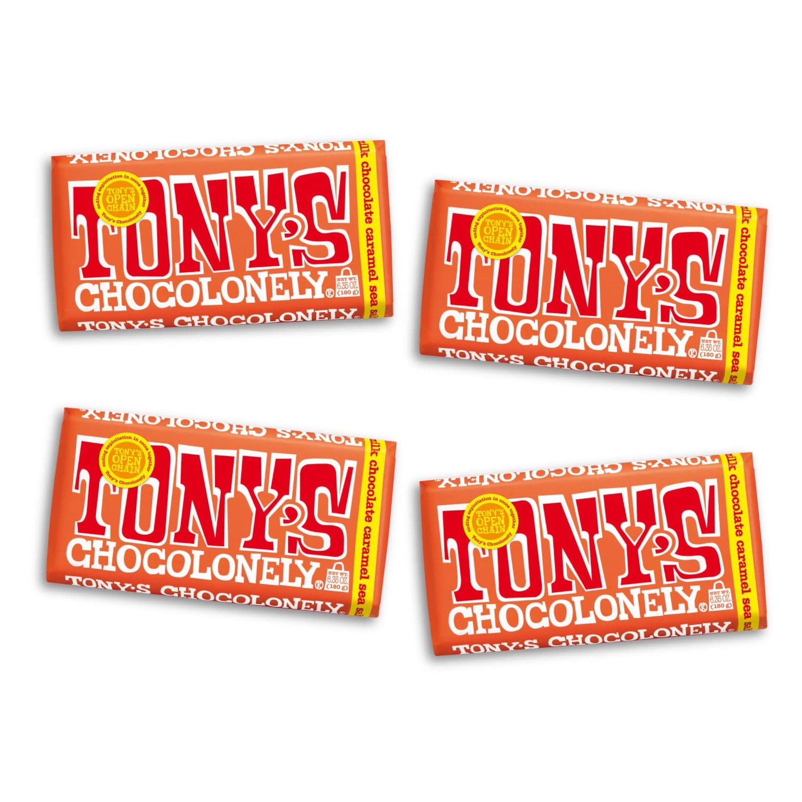 Tony’s Chocolonely Belgian Milk Chocolate Candy Bar With Caramel & Sea Salt, …