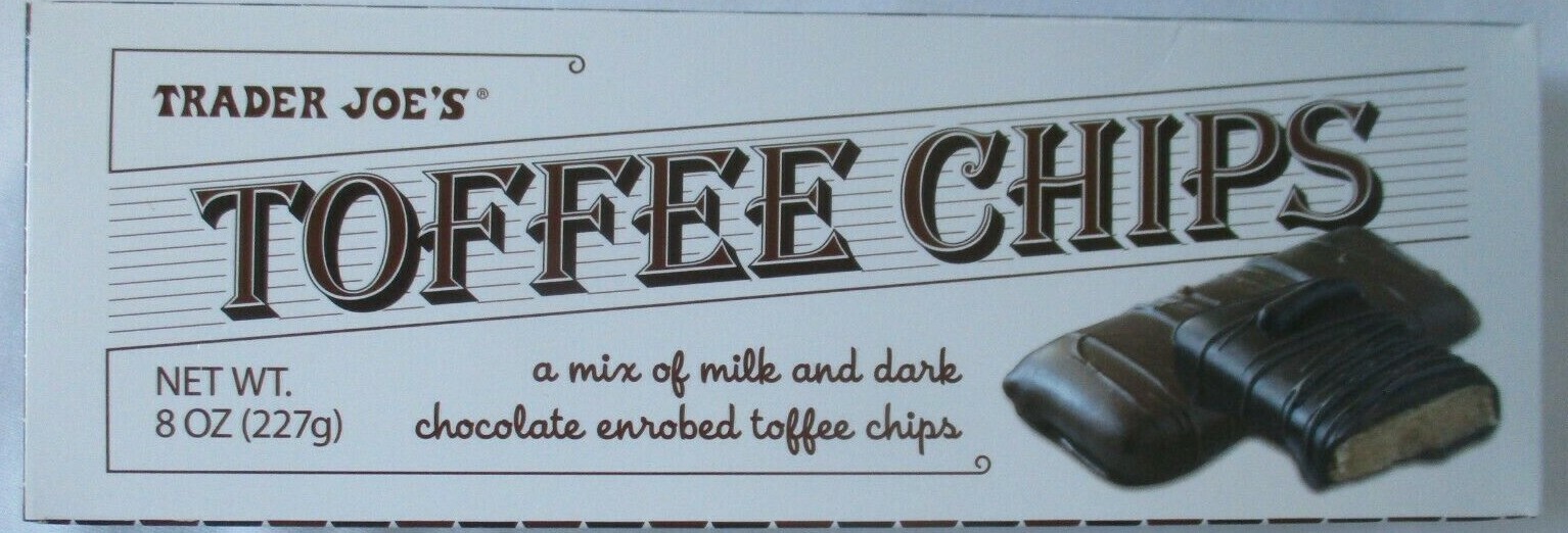 6 BOXES TRADER JOE’S CHOCOLATE TOFFEE CHIPS 8-OZ BOX