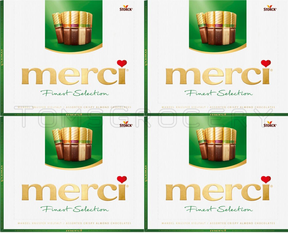 4 MERCI CRUHCY ALMOMD CHOCOLATE ASSORTMENT Gourmet Selection German Sweets 250g