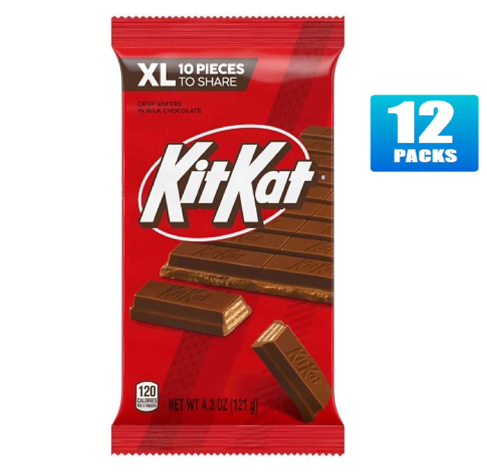 12x Packs KIT KAT Milk Chocolate Wafer XL, Candy Bars – 4.5oz Each