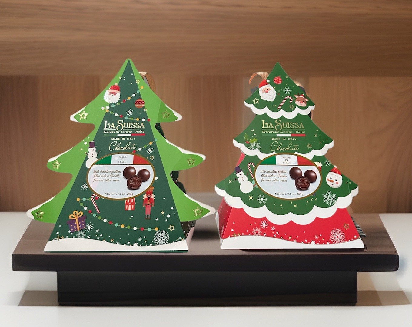 La Suissa Holiday Christmas Tree Milk Chocolate Pralines Lot 2 200g Italy Gift