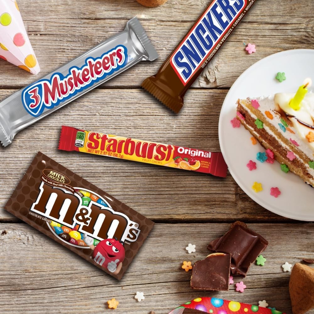 M&M’S, SNICKERS, 3 MUSKETEERS, SKITTLES & STARBURST Variety Pack Full Size Bu…
