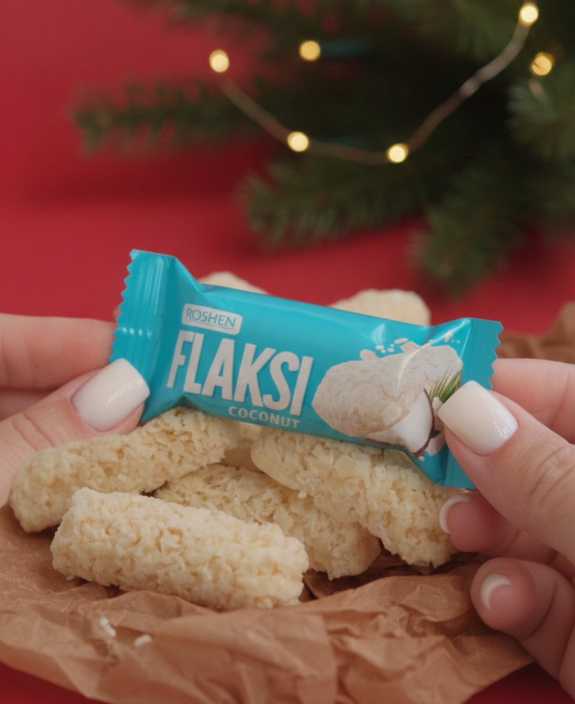 Roshen Flaksi Coconut candies with flakes and Coconut