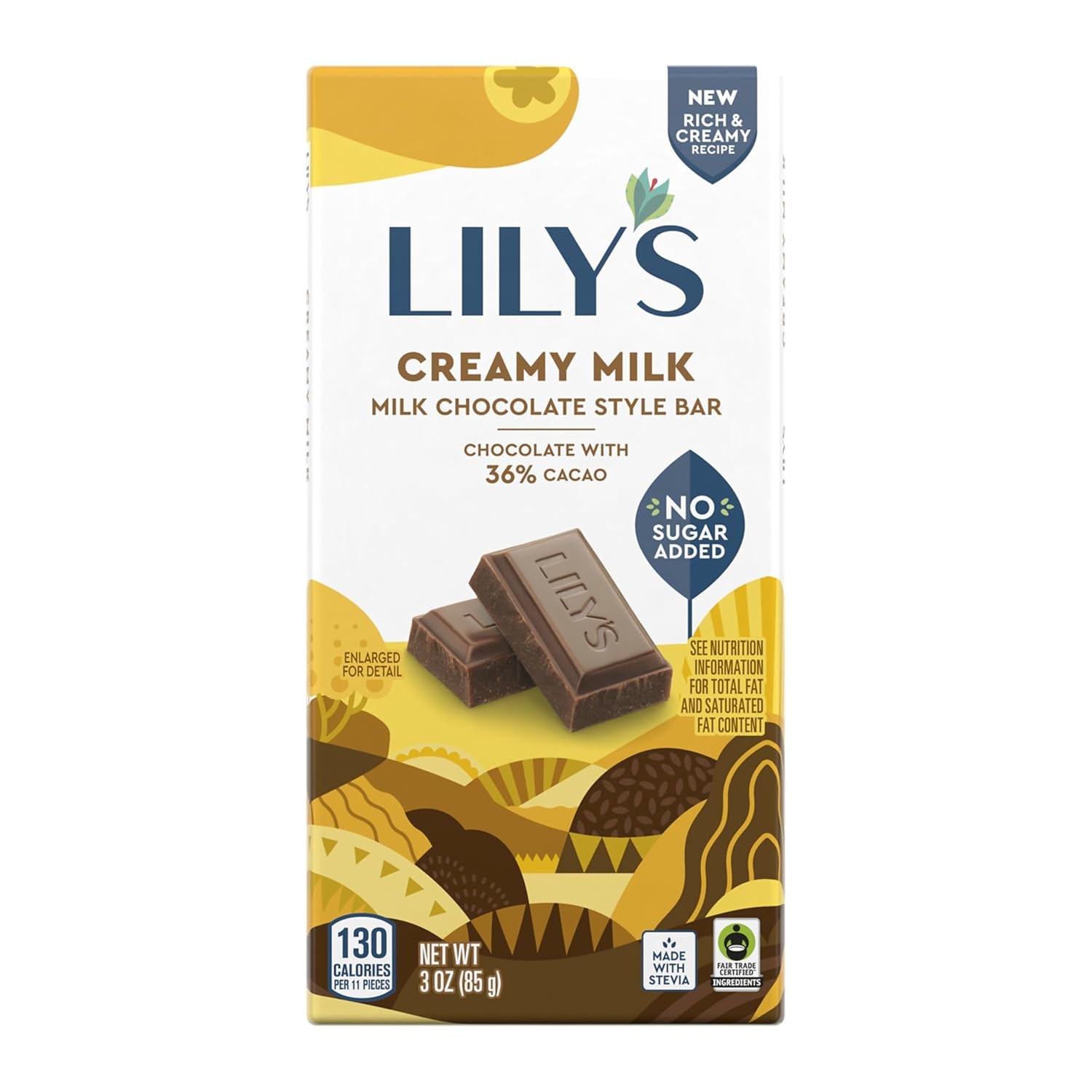 No Sugar Added Milk Chocolate Bar 3 oz LILY’S Creamy Milk Chocolate Style