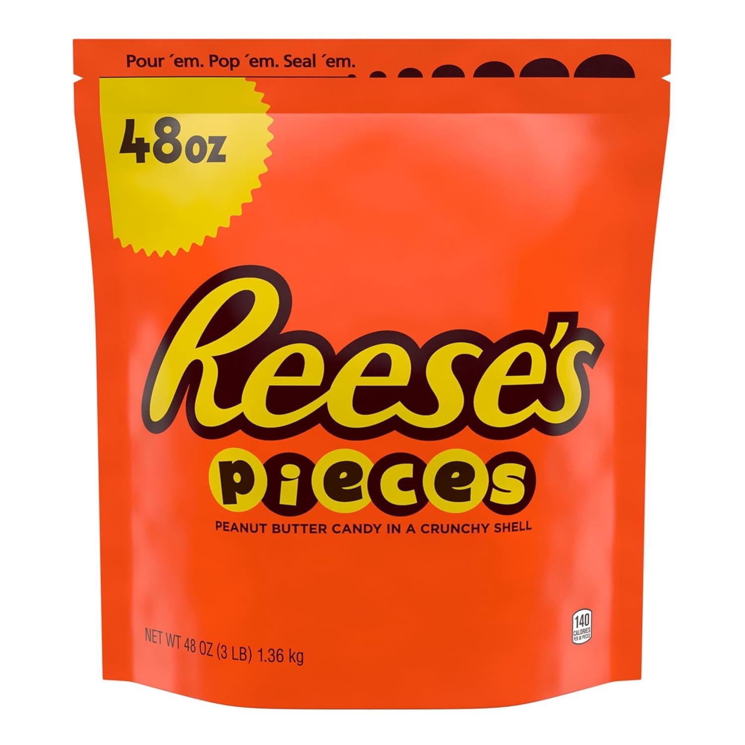 Enjoy PIECES 48 oz Peanut Butter Candy – Crunchy Shell Treats for All Occasions