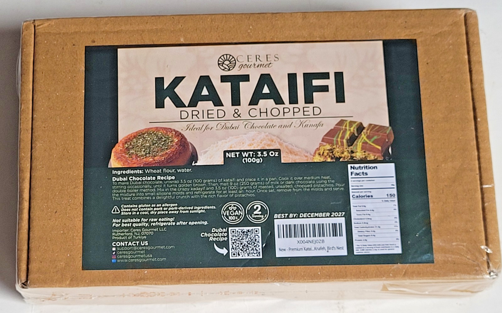 Kataifi DRIED & CHOPPED (3.5 oz), Kataifi Ideal for Dubai Chocolate