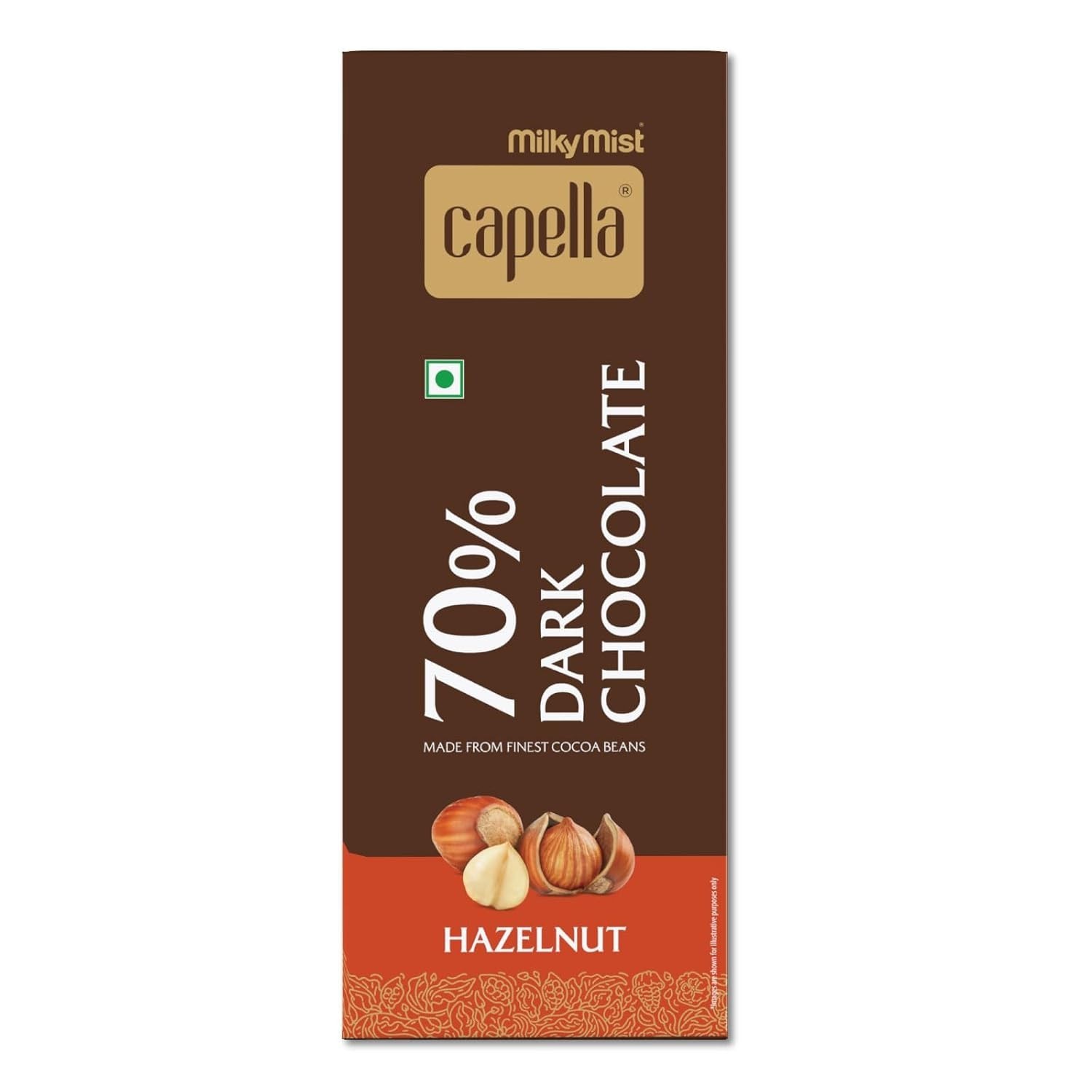 MILKY MIST Capella Dark Chocolate 70% Hazelnut Bar 80g