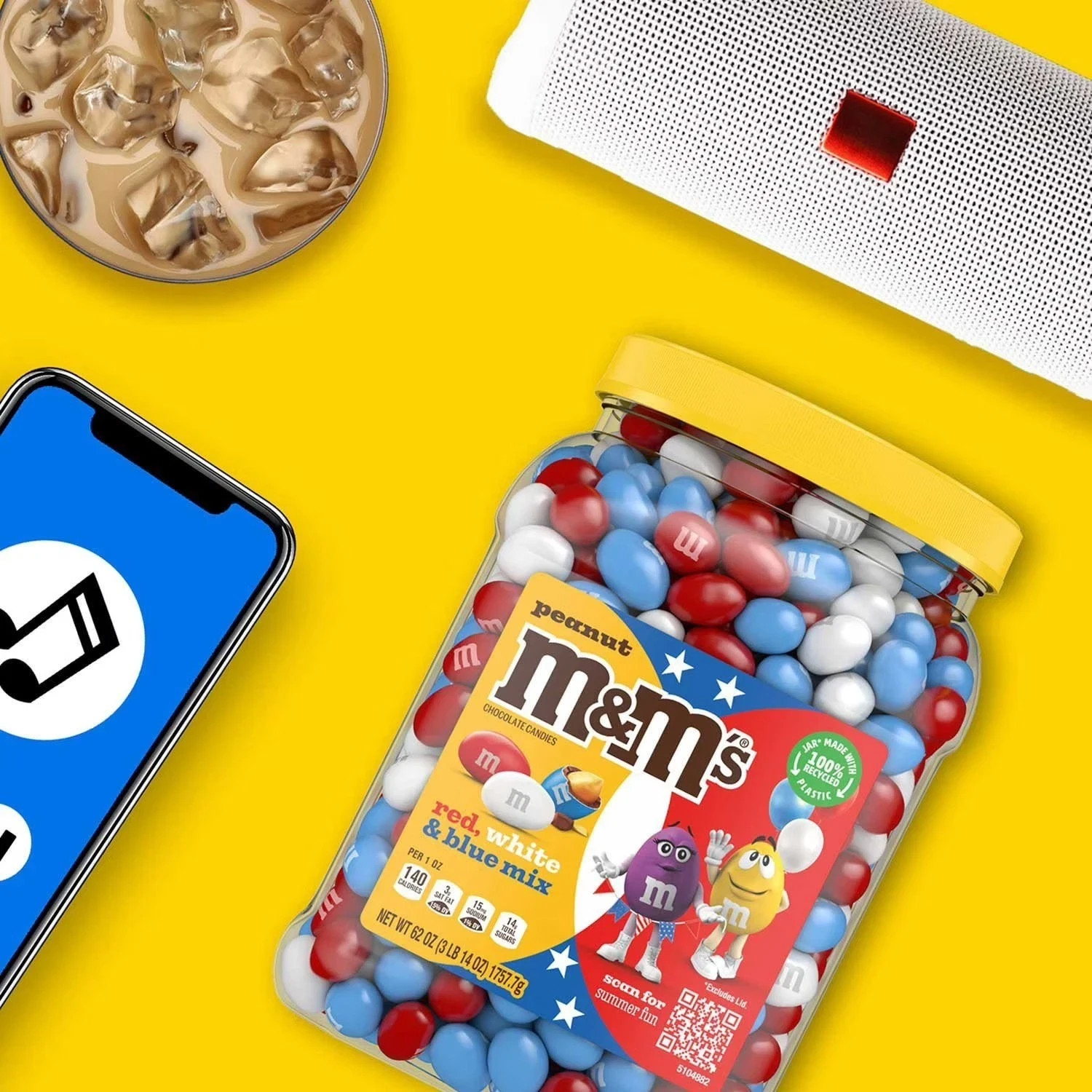 M&M’S Red, White & Blue Peanut Milk Chocolate Candy, 62 oz.