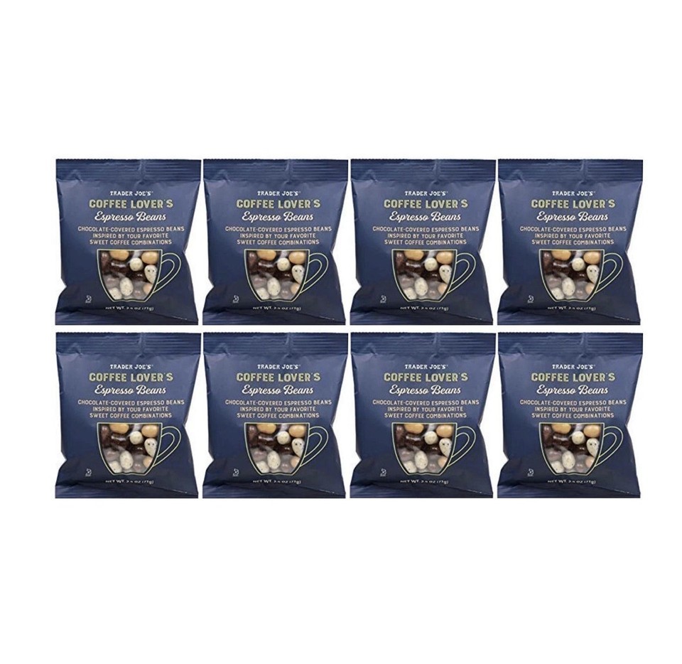 8 X Trader Joe’s Coffee Lovers Espresso Beans Chocolate Covered 2.5oz ea