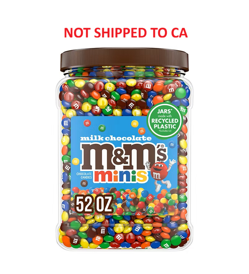 M&M’s Minis Milk Chocolate Christmas Candy Bulk Jar 52 oz Resealable