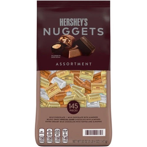 Hershey’s Milk Chocolate Nuggets Assortment 52 oz 145 Piece( LARGE BAG)