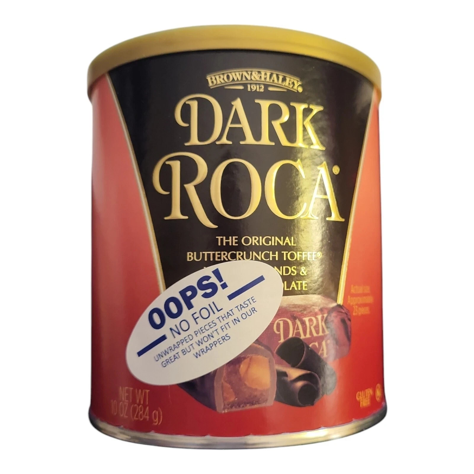 Brown & Haley 10 oz DARK ROCA Original Buttercrunch Toffee Oops! No Foil BB 4/27