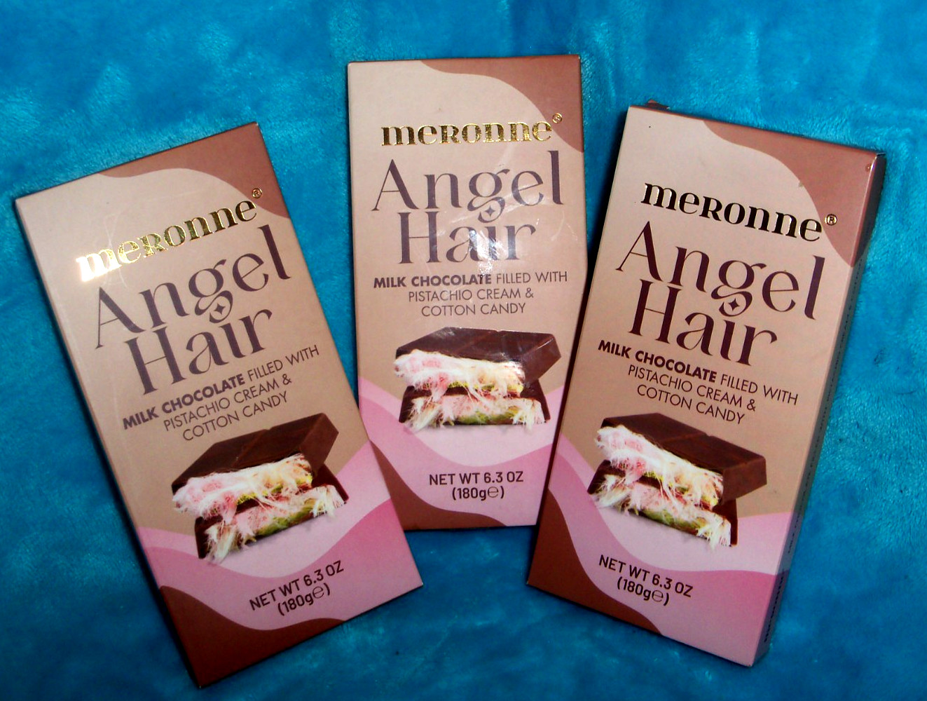 3 MERONNE Milk Chocolate Pistachio Cream & Angel Hair Cotton Candy-DUBAI STYLE