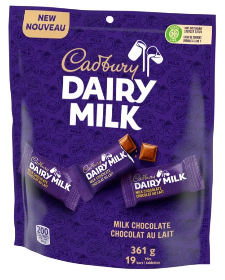 Cadbury Dairy Milk, Milk Chocolate Mini Bars Creamy Taste 19 Bars (3 Pack)