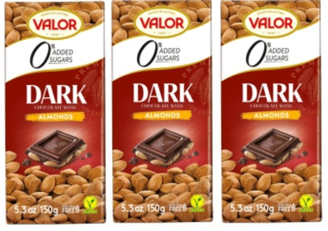 3x Valor Sugar Free Milk Chocolate Almonds 150g Keto Low Carb Candy Treat