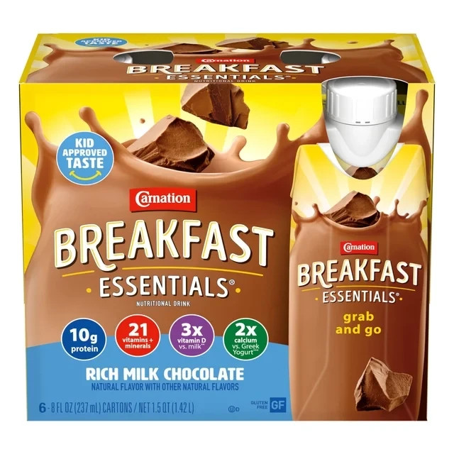 Carnation Breakfast Essentials Rich Milk Chocolate, 8 fl oz, 6 Pack