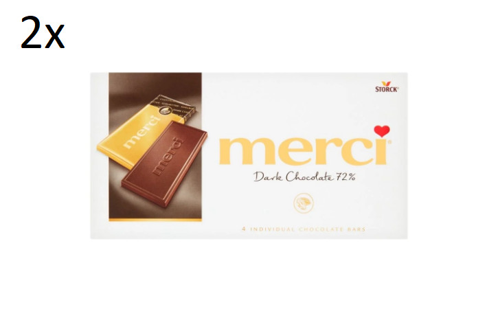 2 x MERCI Dark Chocolate 72% Cocoa Sticks Candies, Sweets 100 g (3.53 oz)