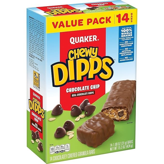Quaker Chewy Dipps Chocolate Chip Bars – 14 Pack, 1.09 oz per bar