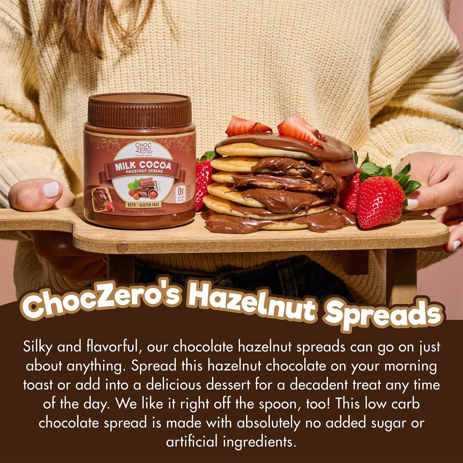 Guilt-Free Milk Chocolate Hazelnut Spread – Sweetened with Monk Fruit, 12 oz