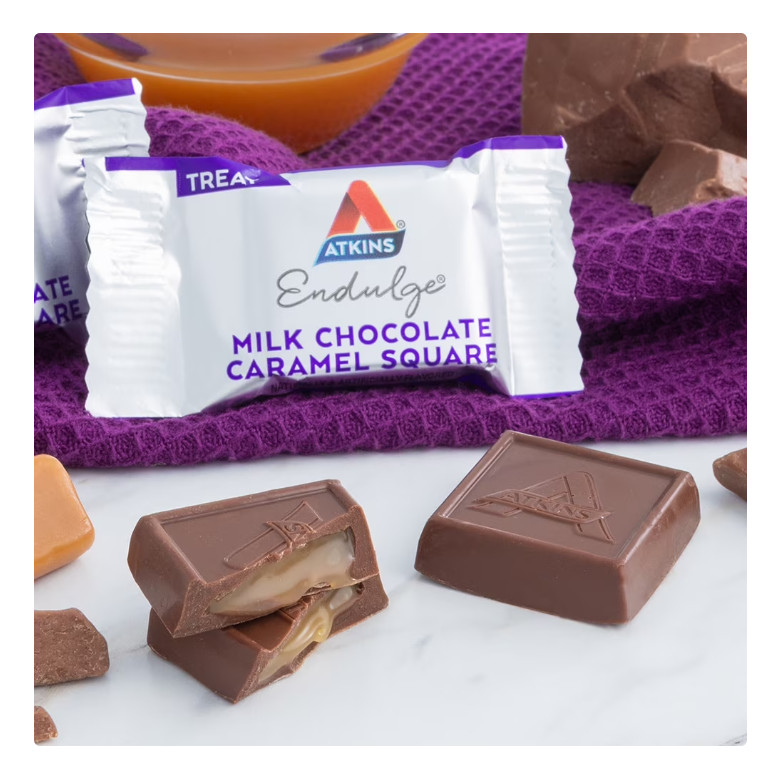 Atkins Endulge Treat, Milk Chocolate Caramel Squares, Keto Friendly, 15 Count
