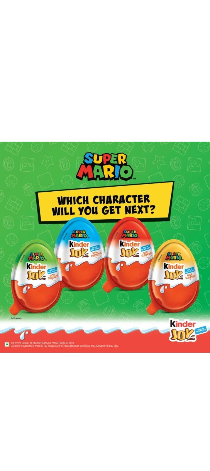 16 Pack Kinder Joy Super Mario Edition (Multi),Chocolate super Mario , 320 Gm.