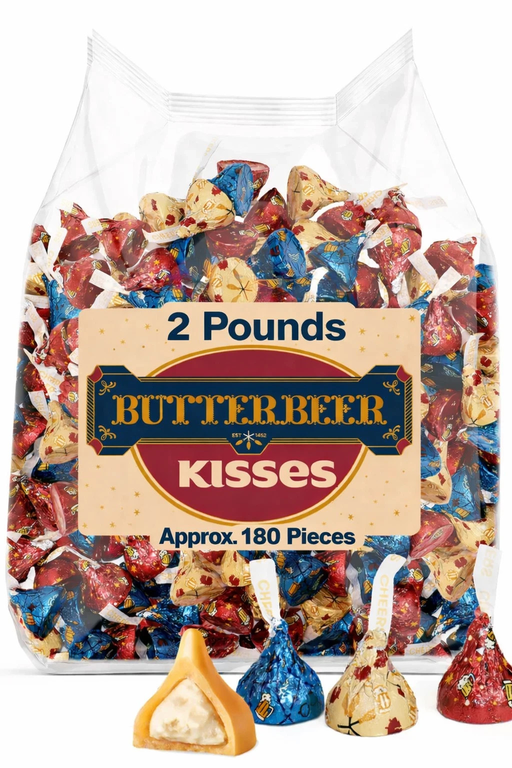 Hershey’s Kisses Butterbeer Crème Harry Potter Theme Foils Bulk Candy (2 Pounds)