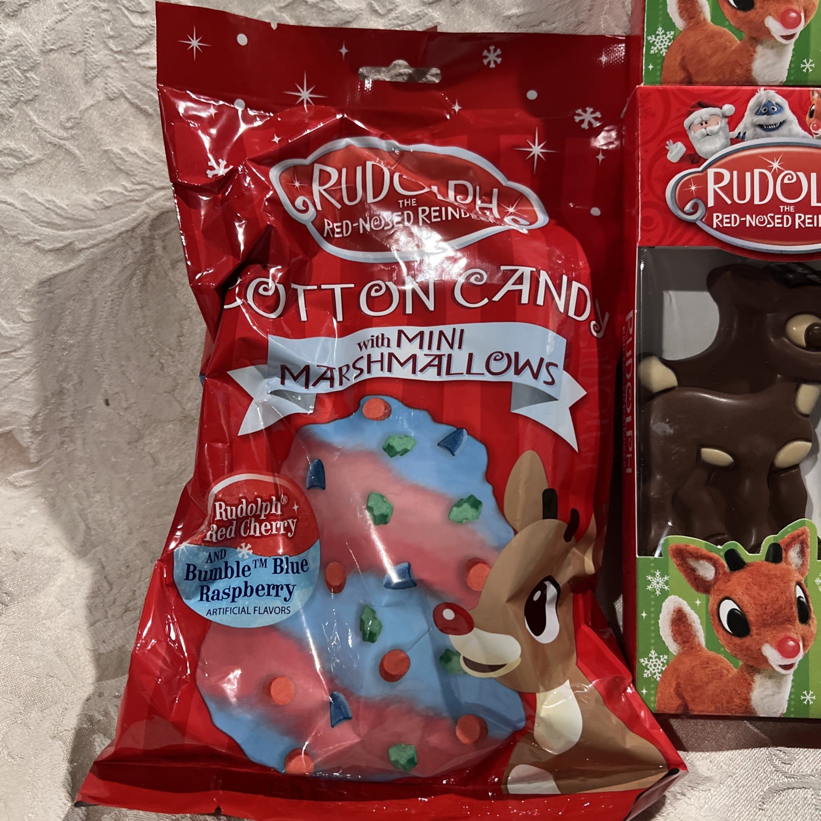 Rudolph The Red Nosed Reindeer Chocolates (4) Gummies & Cotton Candy, Not To Eat