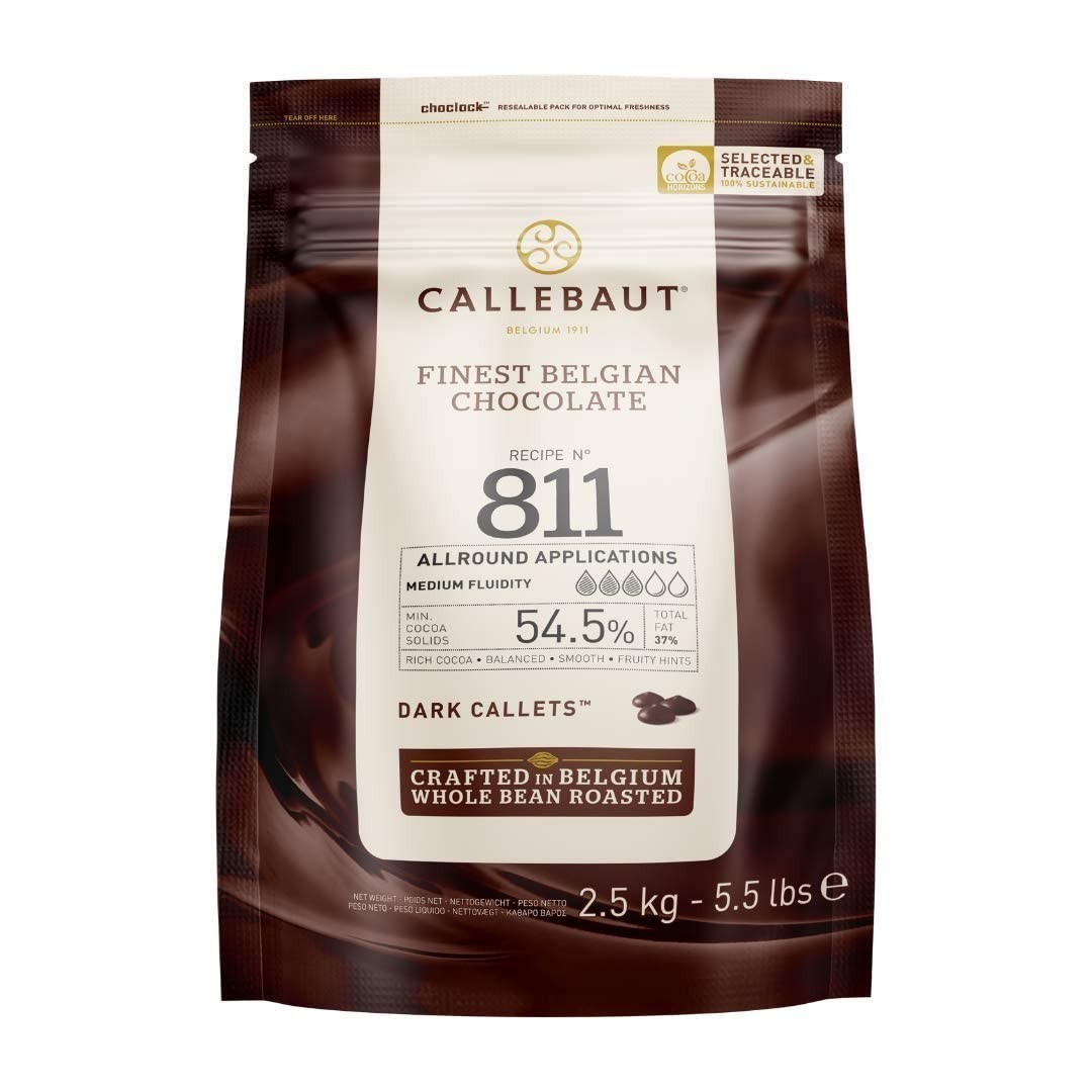 Belgian Dark Chocolate Callets 54.5% Cocoa, 5.5 Lbs, Semisweet Baking Chips