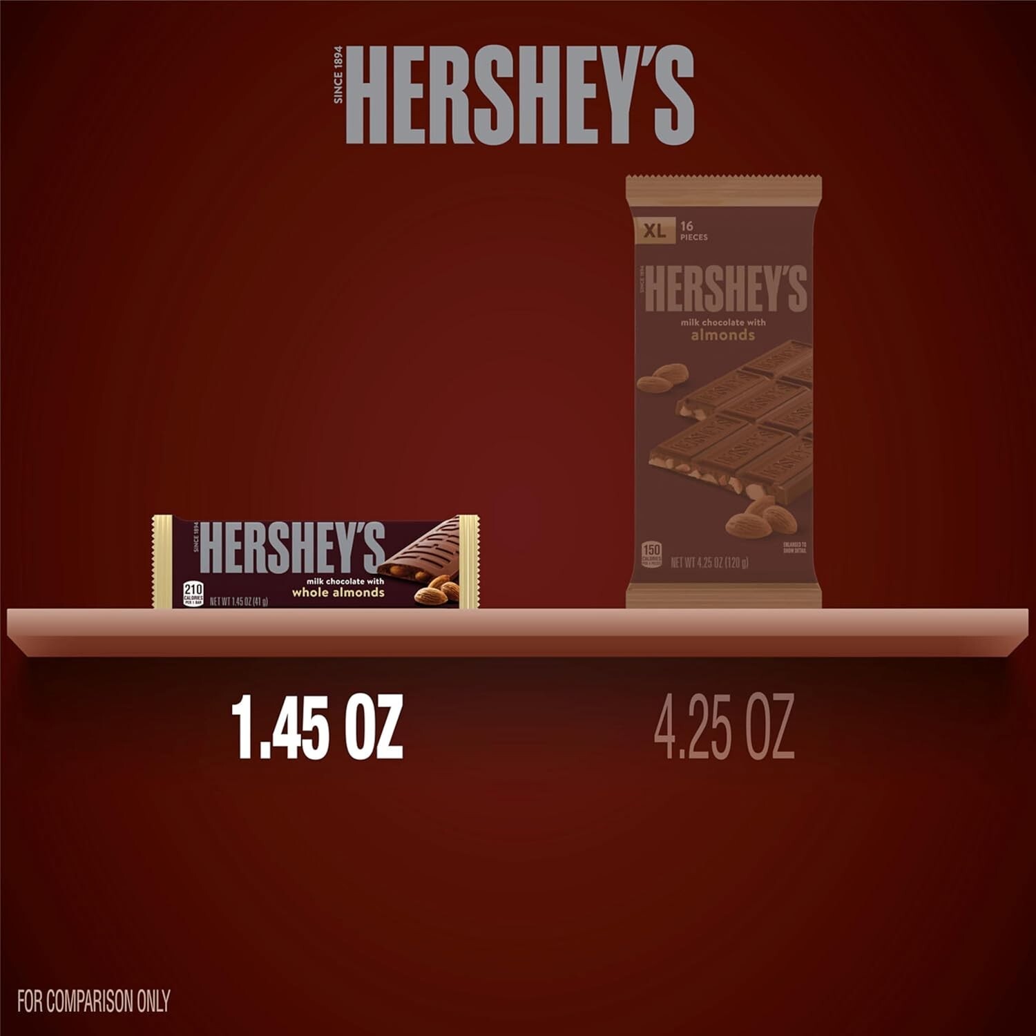 HERSHEY’S Milk Chocolate with Whole Almonds Candy Bars, 1.45 oz 36 Count