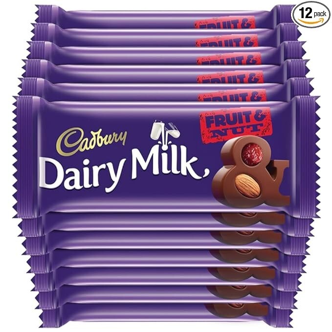 Cadbury Dairy Milk Fruit and Nut Chocolate Bar, 36 g (Pack of 12) FREE SHIPPING.