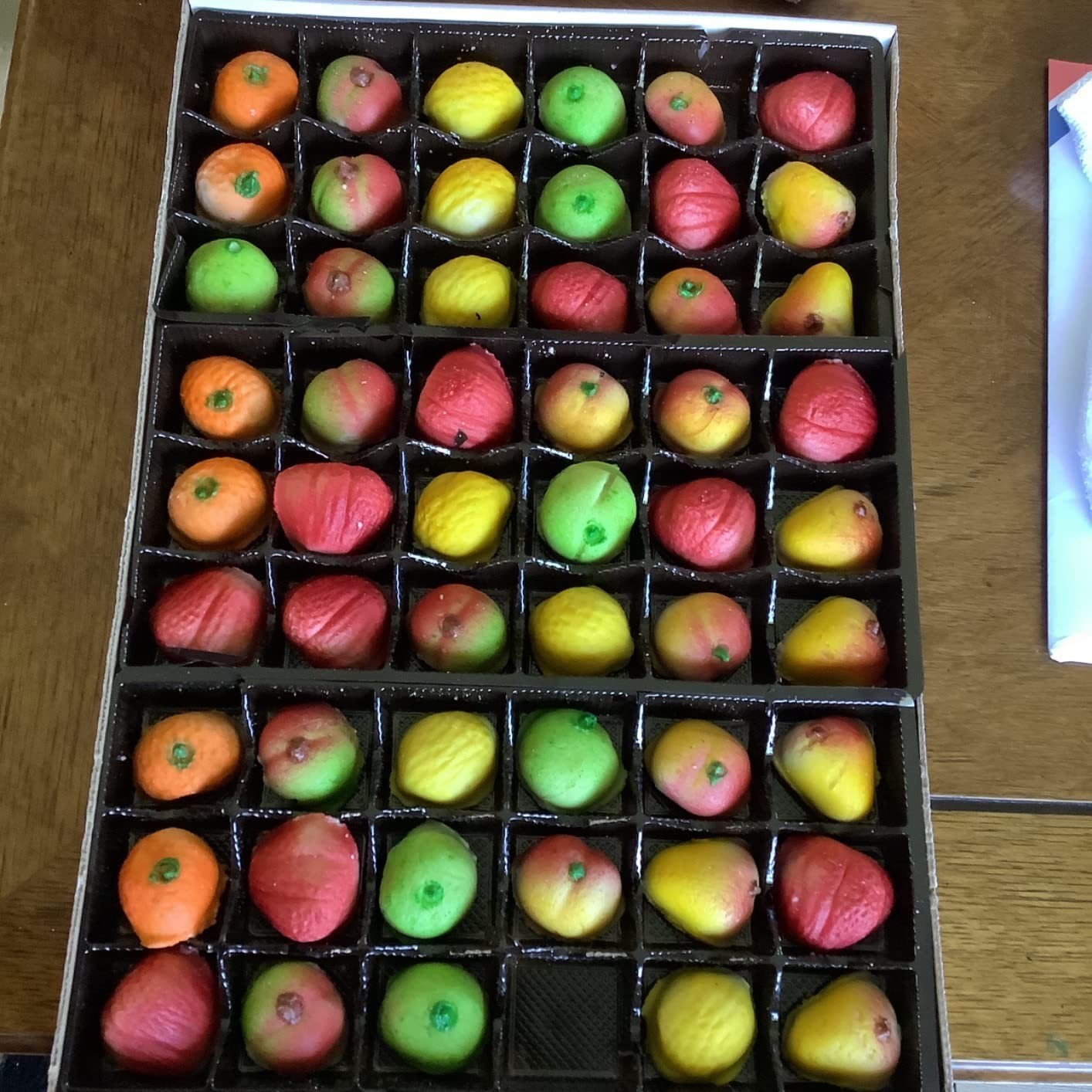 54 Piece Assorted Fruit Marzipan Box Tray 25oz Candy Sweet Treat Gift Pack USNEW