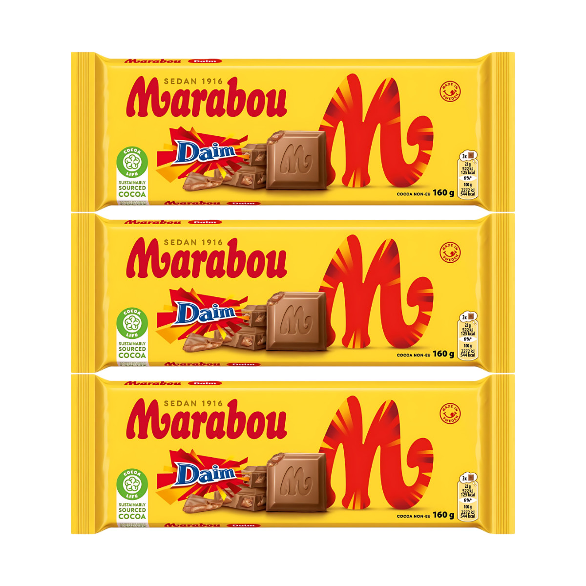 3 x Marabou Daim 160g – Milk Chocolate with Crunchy Toffee Pieces