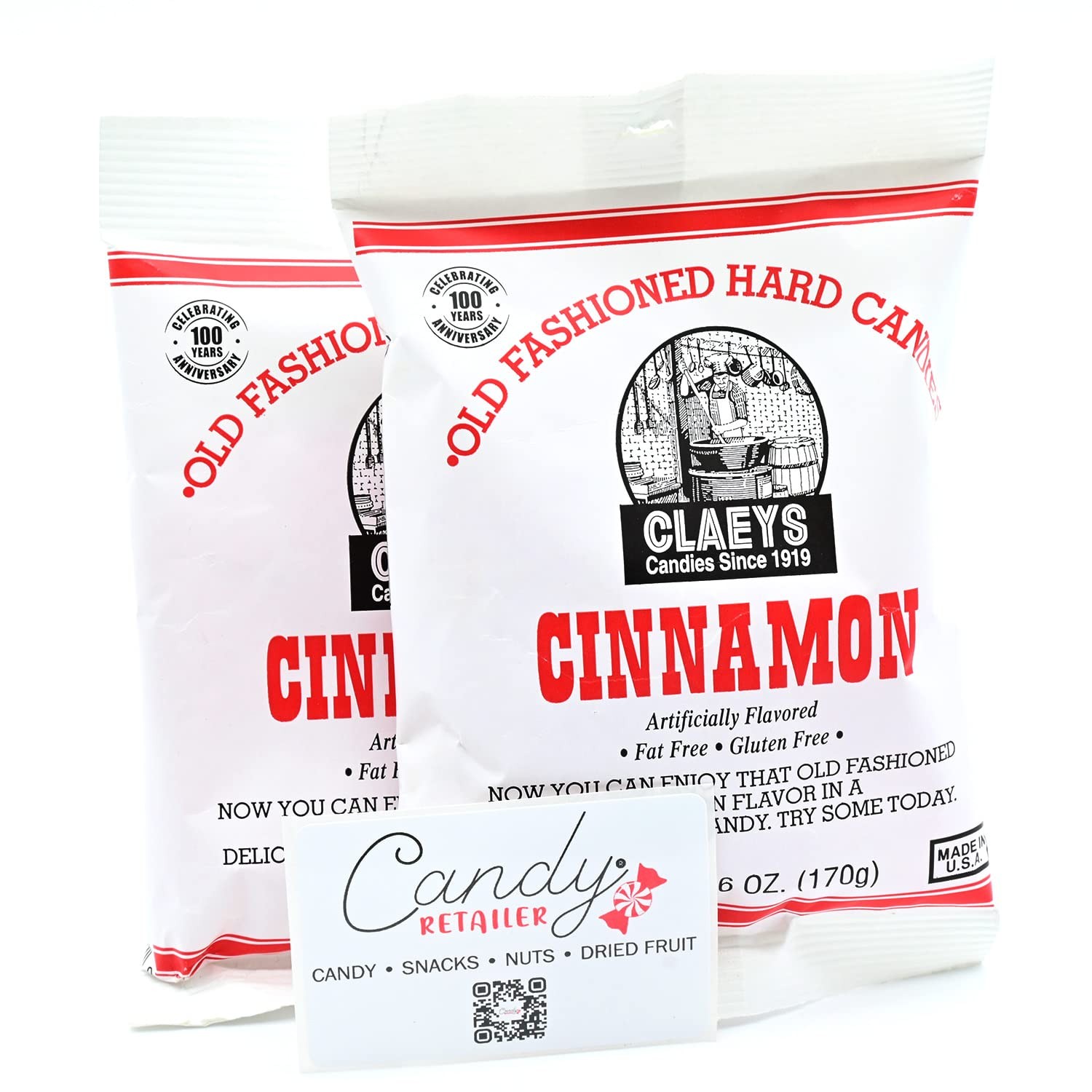 Claey’s Old Fashioned Hard Candies 6oz Bag (Cinnamon, Pack of 2)
