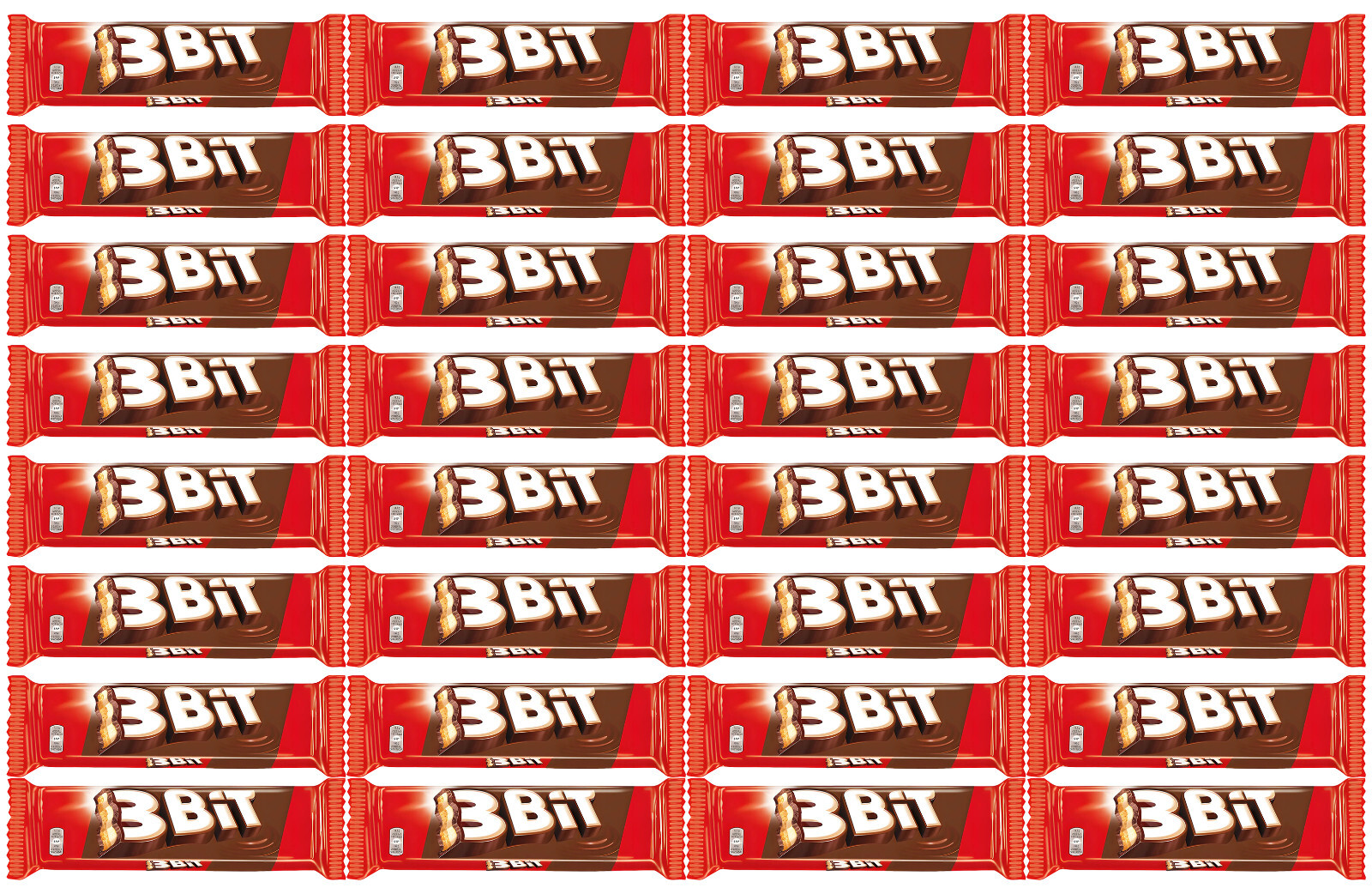 32 3BIT Milk Chocolate Bars with Biscuit European Candy Sweets Snacks 46g 1.6oz