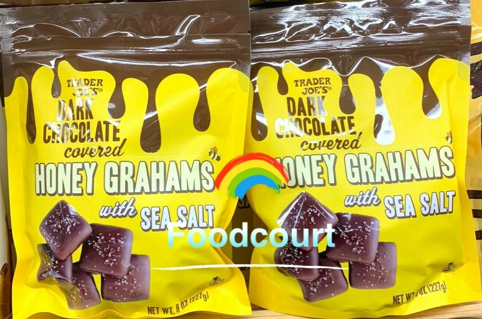 2 Packs Trader Joe’s Dark Chocolate Covered Honey Grahams w/Sea Salt 8 oz Each