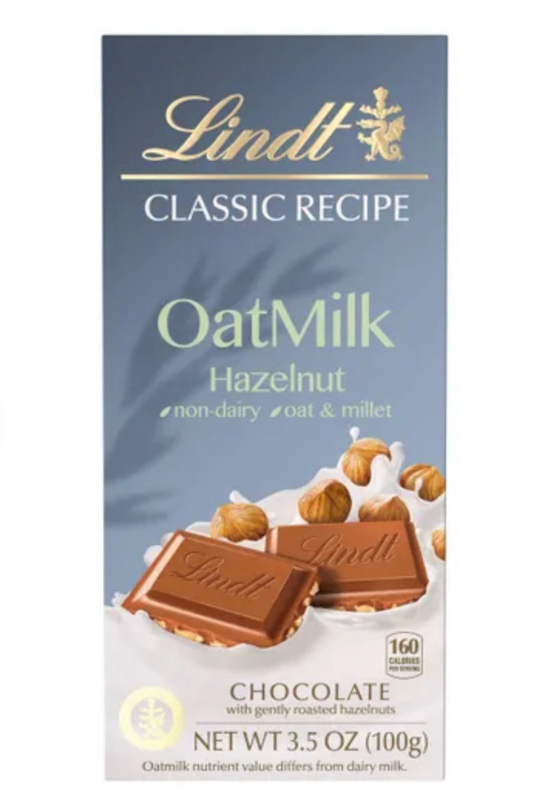 🟢 New Lindt Classic Oatmilk Non Dairy Oat Hazelnut Chocolate 3.5oz (1-Bar)